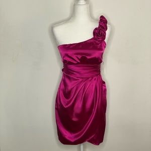 Speechless - One shoulder w/ Flower Strap Dress